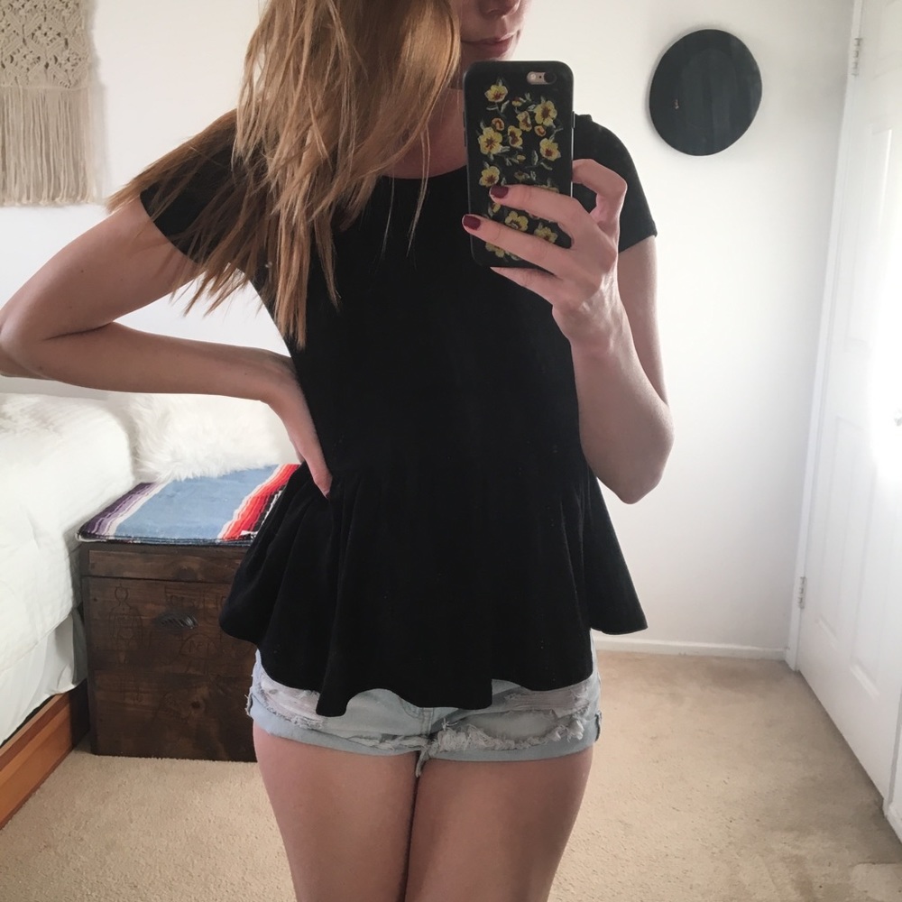 Black peplum shirt small